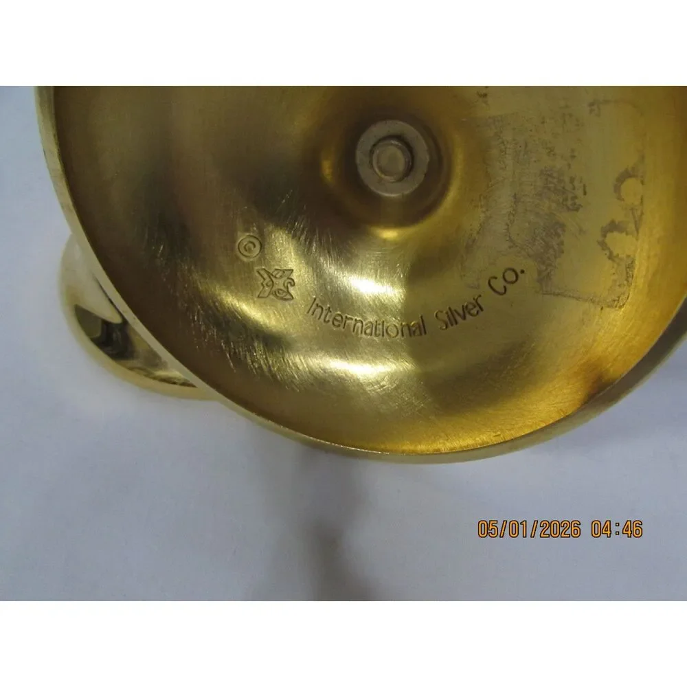 International Silver co. 2 brass candle stick holders gold 3